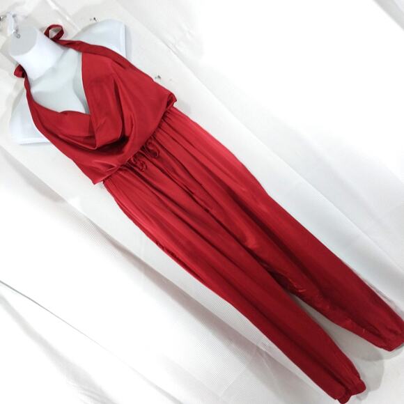 Fashion Nova Pants - NWT! FASHION NOVA! RUBY RED DATIN HALTER TOP ONESIE, JUMPSUIT, ROMPER! SZ 2X